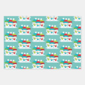 Feuille De Papier Cadeau Noël Trio des motoneiges mignons (Devant 3)