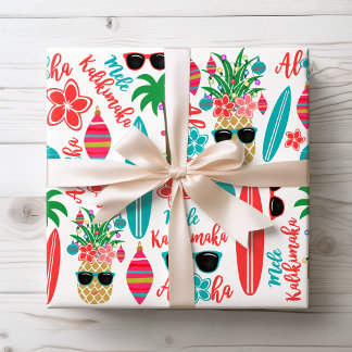 Feuille De Papier Cadeau Noël tropical hawaïen Mele Kalikimaka