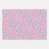 Feuille De Papier Cadeau Noël turquoise Motif rose (Devant)