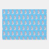 Feuille De Papier Cadeau Noël turquoise, Rose, Snowman Bleu (Devant 2)