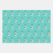Feuille De Papier Cadeau Noël turquoise, Rose, Snowman Bleu (Devant)