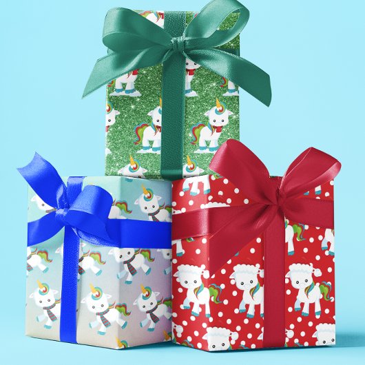 Feuille De Papier Cadeau Noël Unicorne Motif de plaisir