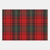 Feuille De Papier Cadeau Noël Vacances Cerf Rouge Vert Plaid Assorti  (Devant 3)