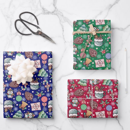 Feuille De Papier Cadeau Noël Vacances hiver Thème (Recto)