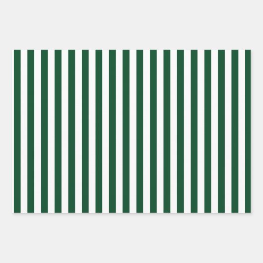 Feuille De Papier Cadeau Noël vert & blanc rayé (Devant 3)