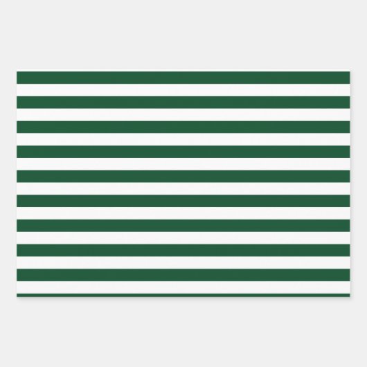 Feuille De Papier Cadeau Noël vert & blanc rayé (Devant)