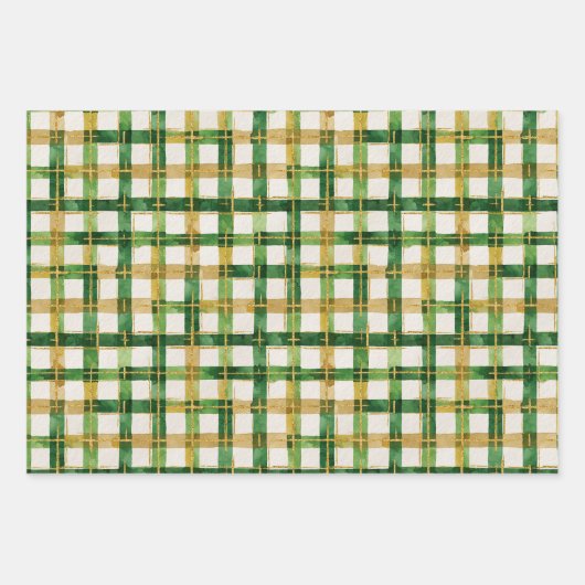 Feuille De Papier Cadeau Noël vert or (Devant)