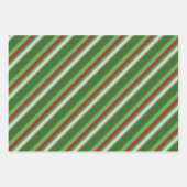 Feuille De Papier Cadeau Noël vert rayé, rouge et blanc (Devant 3)