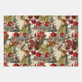 Feuille De Papier Cadeau Noël victorien classique rouge et vert (Devant 3)