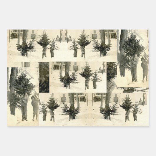 Feuille De Papier Cadeau Noël vintage (Devant)