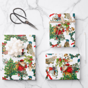 Feuille De Papier Cadeau Noël, vintage, guimauve, fleur de poinsettia