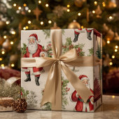 Feuille De Papier Cadeau Noël vintage Père Noël