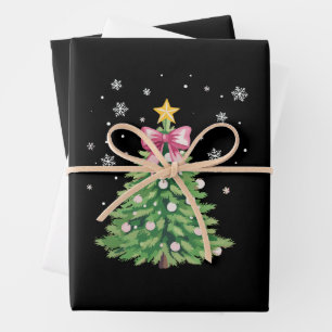 Feuille De Papier Cadeau Noeud de l'arbre de Noël Xmas Vacances