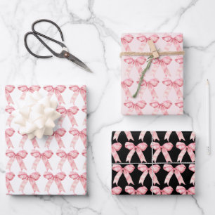 Feuille De Papier Cadeau Nœud Papillon Coquette Rose