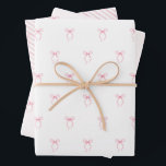 Feuille De Papier Cadeau Nœud papillon rose<br><div class="desc">Papier d'emballage à nœud rose en 3 options</div>