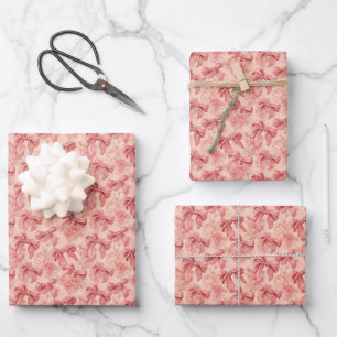 Feuille De Papier Cadeau Nœuds Floraux Coquette Rose