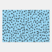 Feuille De Papier Cadeau Noir Alphabet Lettres Design (Devant 3)