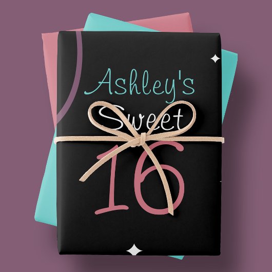 Feuille De Papier Cadeau Noir Avec Étoiles Et Fils Doux 16