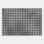 Feuille De Papier Cadeau Noir blanc argenté or Plaid (Devant 2)
