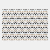 Feuille De Papier Cadeau Noir Blanc Chevron 3 Coordination (Devant 2)