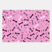 Feuille De Papier Cadeau Noir Blanc Gris Chien Bones Design (Devant 3)