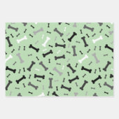 Feuille De Papier Cadeau Noir Blanc Gris Chien Bones Design (Devant 2)