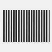 Feuille De Papier Cadeau Noir, Blanc, Gris, Gris, Rayures Ensemble de 3 (Devant 2)