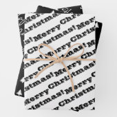 Feuille De Papier Cadeau Noir Blanc Joyeux Noël Joyeux Joyeux Fêtes (En situation)