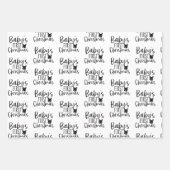 Feuille De Papier Cadeau Noir & Blanc moderne bébé Premier cadeau de Noël (Devant 2)