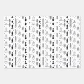 Feuille De Papier Cadeau Noir Blanc Monochrome Arbres de Noël Minimal (Devant 2)