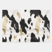 Feuille De Papier Cadeau Noir Blanc Or Cowhide Anniversaire (Devant 3)