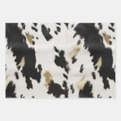 Feuille De Papier Cadeau Noir Blanc Or Cowhide Anniversaire (Devant 2)