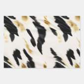 Feuille De Papier Cadeau Noir Blanc Or Cowhide Anniversaire (Devant)