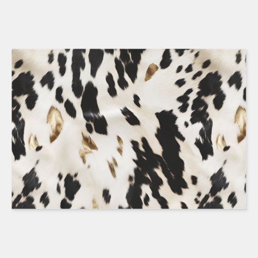 Feuille De Papier Cadeau Noir Blanc Or Cuir Sud-Ouest Anniversaire (Devant)