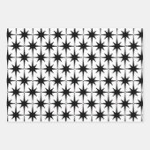 Feuille De Papier Cadeau Noir & Blanc Starburts modernes du Midsiècle moder (Devant 2)