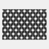 Feuille De Papier Cadeau Noir & Blanc Starburts modernes du Midsiècle moder (Devant)