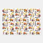 Feuille De Papier Cadeau Noir Boy Construction Personnalisé (Devant 3)