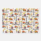 Feuille De Papier Cadeau Noir Boy Construction Personnalisé (Devant 2)