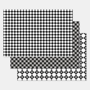 Feuille De Papier Cadeau Noir et blanc avec gris