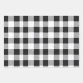 Feuille De Papier Cadeau Noir et blanc Buffalo Plaid Noël (Devant 2)