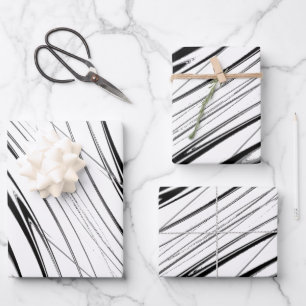 Feuille De Papier Cadeau Noir et Blanc Moderne