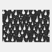 Feuille De Papier Cadeau Noir et blanc Noël moderne (Devant 2)