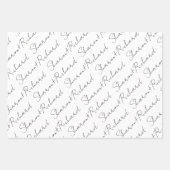 Feuille De Papier Cadeau Noir et blanc nom de calligraphie mariage (Devant 2)