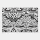 Feuille De Papier Cadeau Noir et blanc Wavy Abstraction (Devant 2)