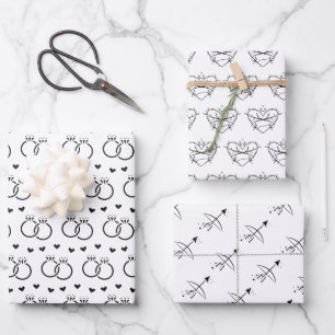 Feuille De Papier Cadeau Noir et blanc Wedding shower