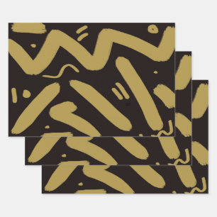 Feuille De Papier Cadeau Noir et or de la tribu