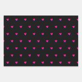 Feuille De Papier Cadeau Noir Et Rétro Rose Cute Coeurs Minuscules Minimali (Devant 3)