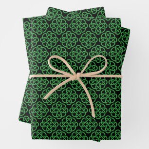Feuille De Papier Cadeau Noir et vert du bouclier celtique