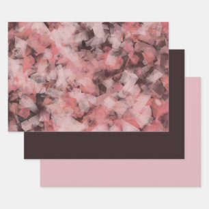 Feuille De Papier Cadeau Noir Gris Rose Blanc Abstrait Géométrique Moderne