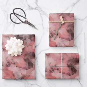 Feuille De Papier Cadeau Noir gris rose blanc moderne géométrique Abstrait
